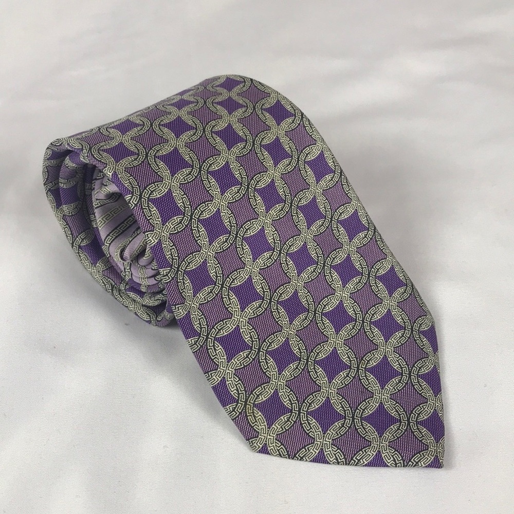Versace purple and silver silk tie made in Italy